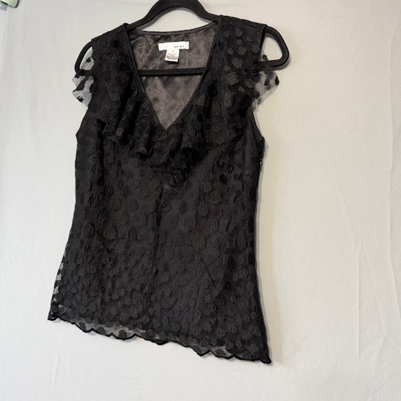 WDNY Womens Whimsigoth Sleeveless Top Size 8 Black Lace Lined Goth V Neck Witchy - Picture 3 of 9